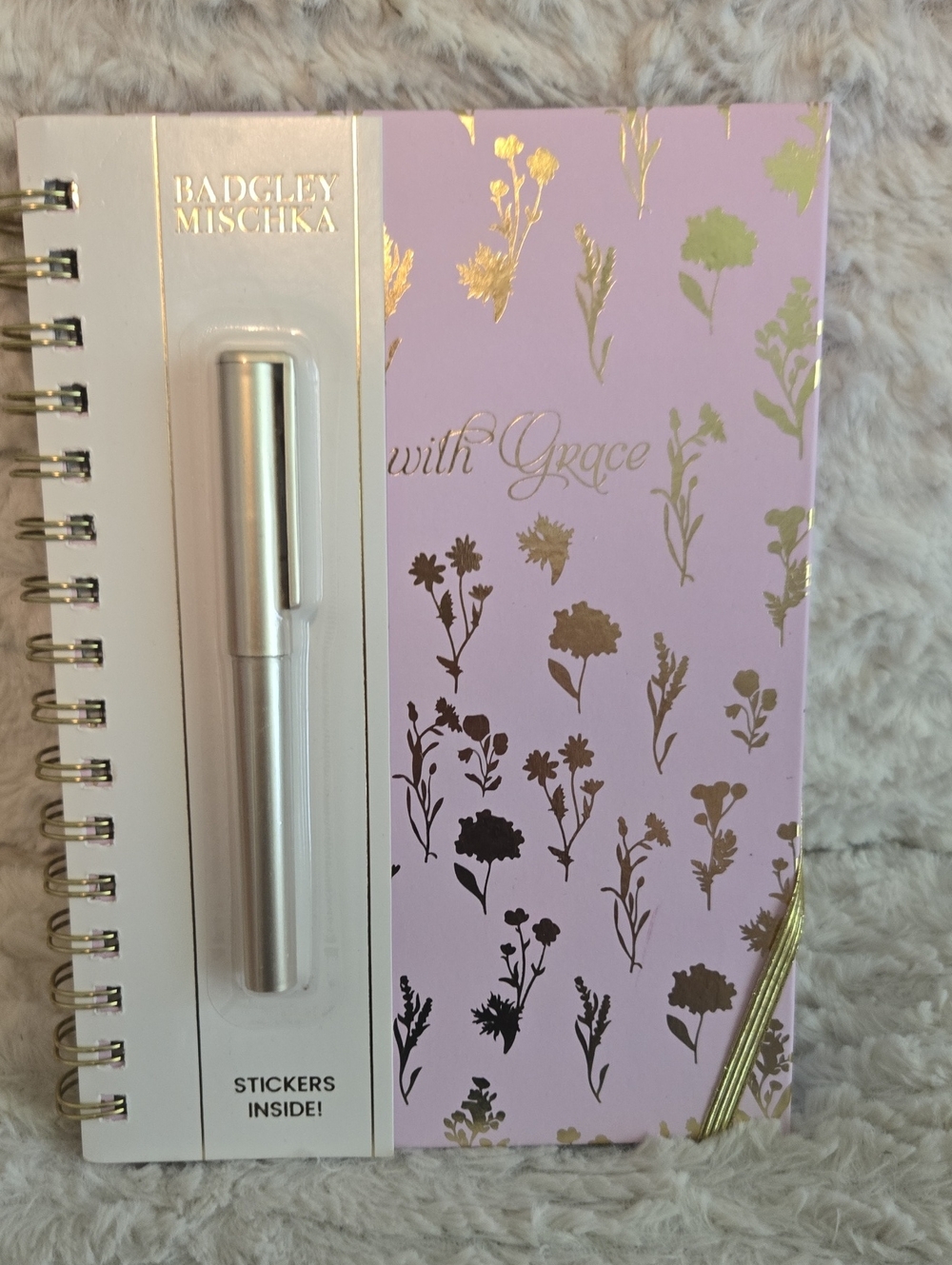 Badgley Mischka With Grace Lavender & Gold Notebook with Pen